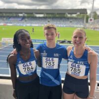 Bernice Amofa, Noah Bölke und Greta Pauli bei der DM 2026 in Bochum