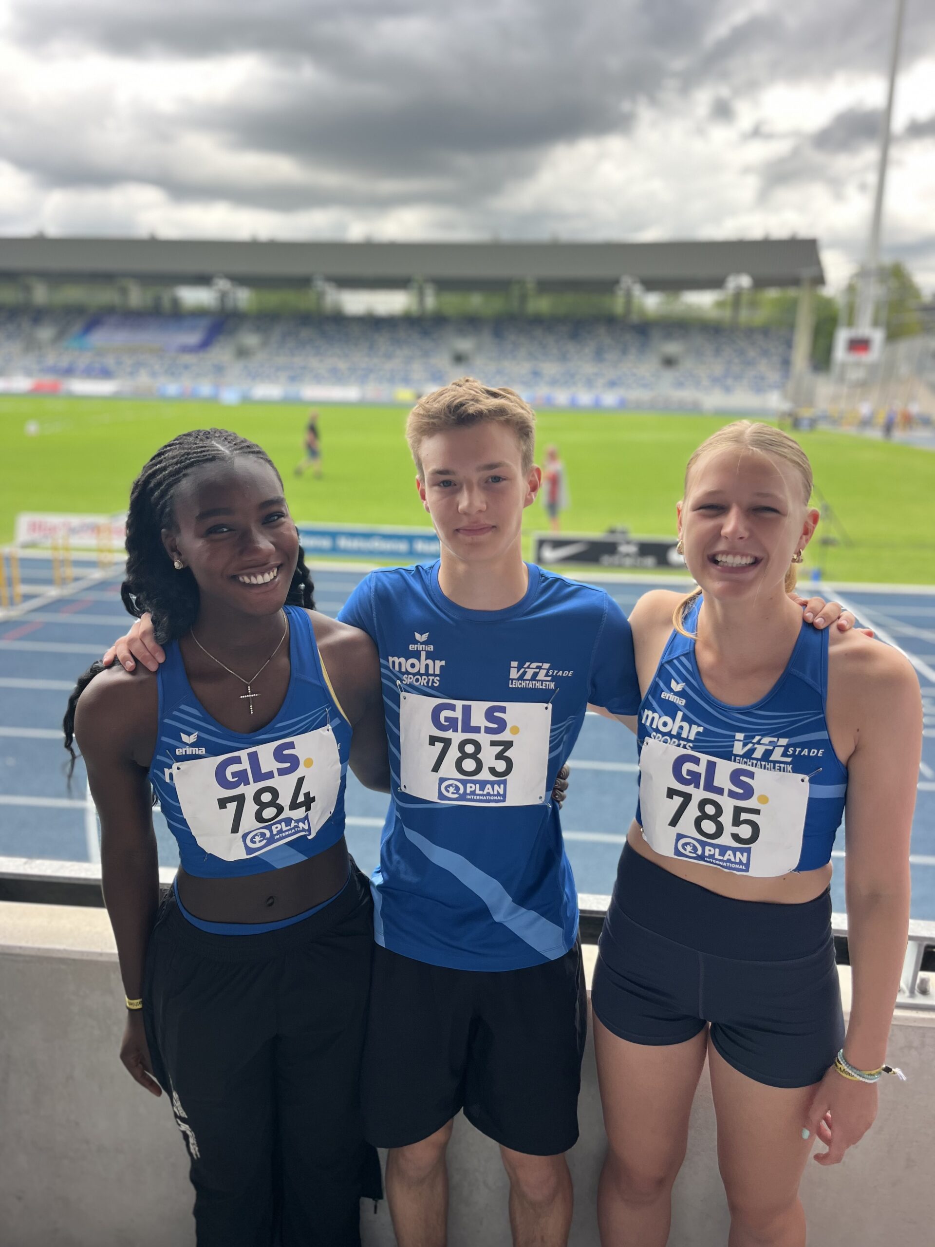 Bernice Amofa, Noah Bölke und Greta Pauli bei der DM 2026 in Bochum